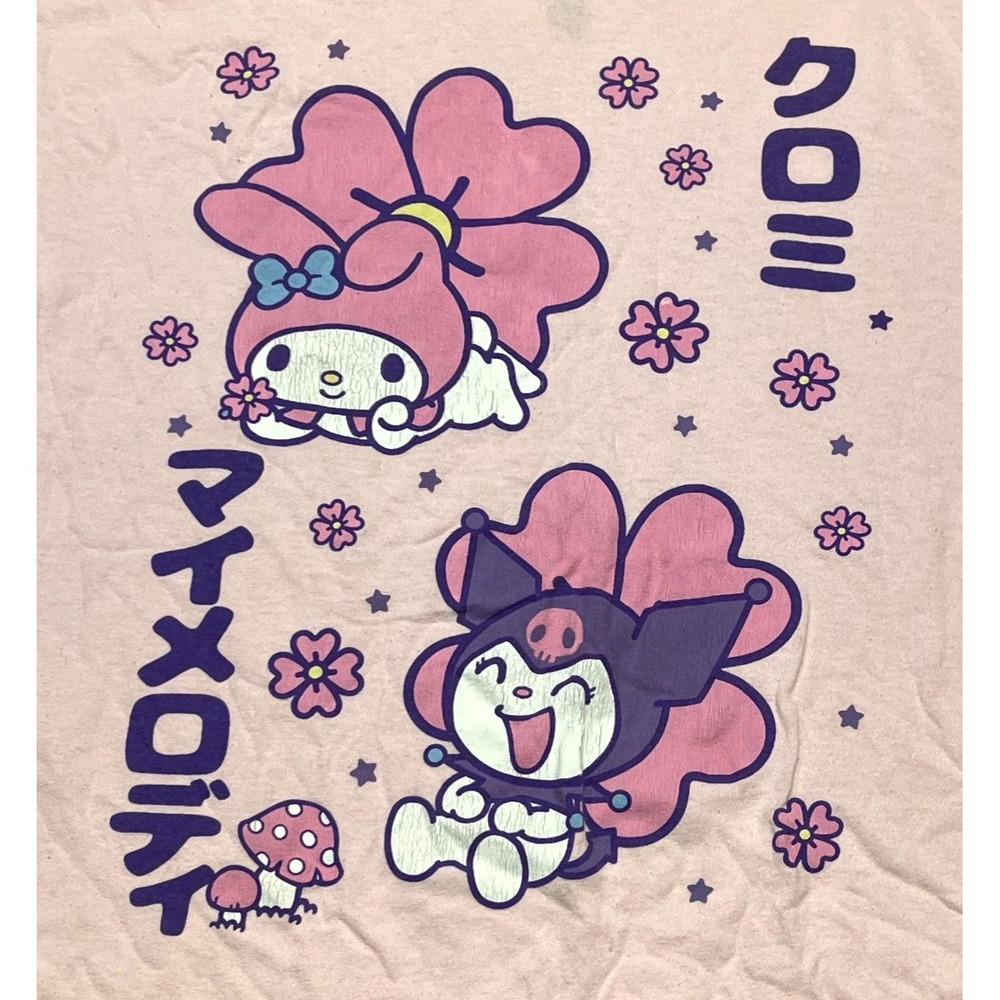 My Melody and Kuromi By Sanrio T Shirt Womens Medium Pink Graphic Short Sleeve